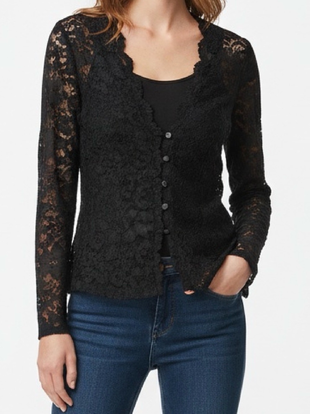 Victoria's Secret Black Lace Button-Front shirt